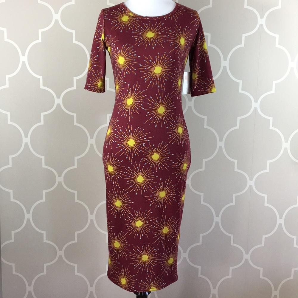 NWT LLR LuLaRoe Julia dress XXS sunburst print